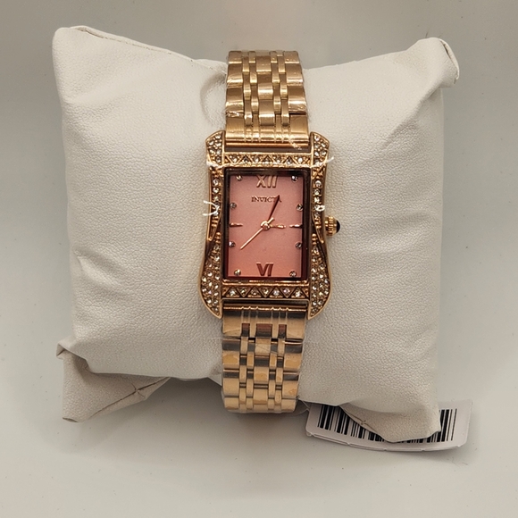 Invicta Wildflower Women\'s Rose Gold Quartz Watch with Pink Dial & Bling!